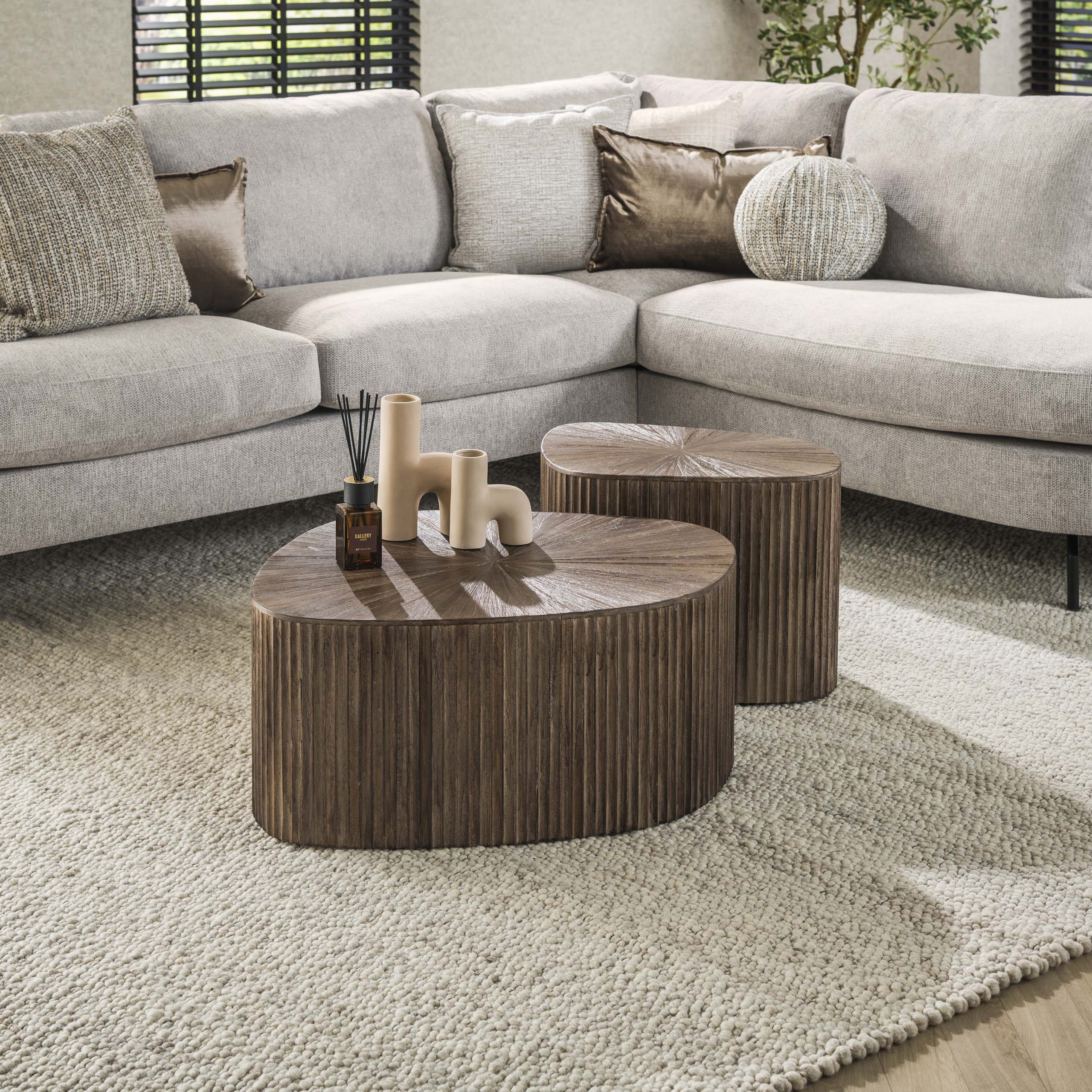 Salontafel Maya Teak rechthoekig set van 2 / Massief teakhout espresso