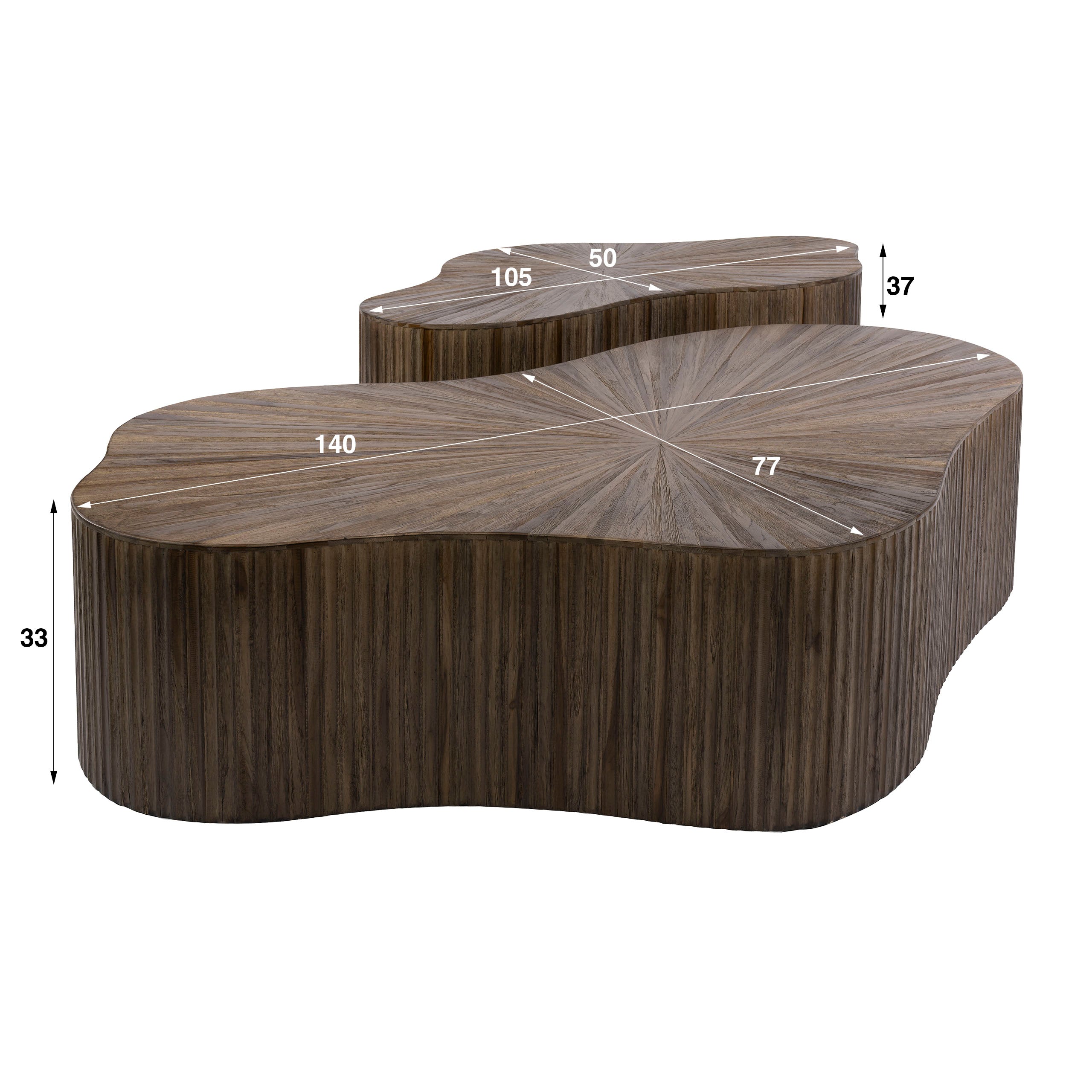 Salontafel Maya Teak XL klaver set van 2 / Massief teakhout espresso