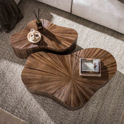 Salontafel Maya Teak XL klaver set van 2 / Massief teakhout espresso