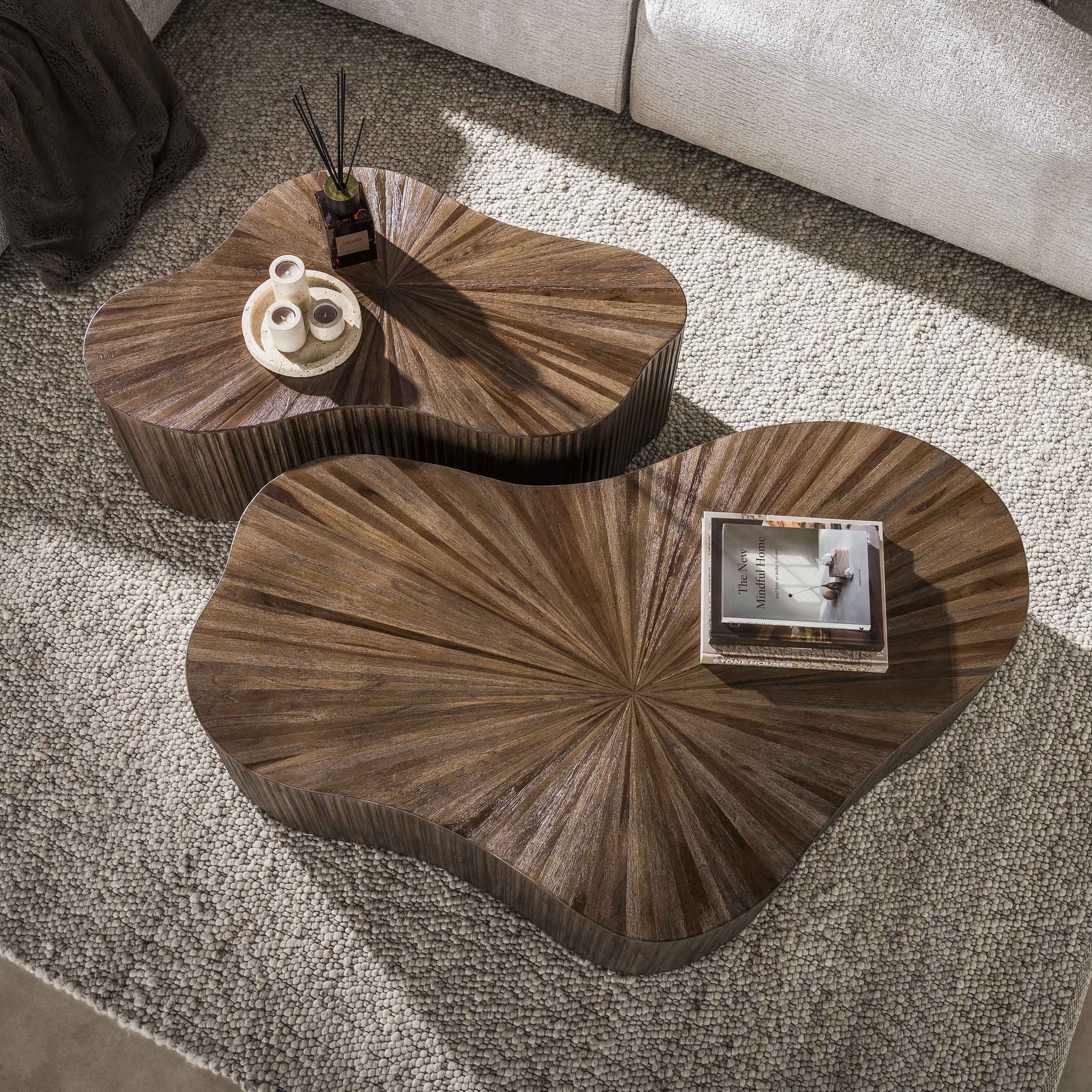 Salontafel Maya Teak XL klaver set van 2 / Massief teakhout espresso