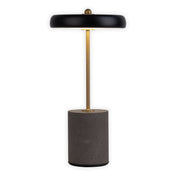 Timeless Black Metal and Concrete LED Table Lamp, Artisan Crafted