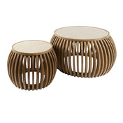 Nuvera zandkleurige massief mango gebogen salontafel - set van 2