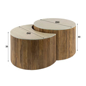 Nuvera zandkleurige massief mango halfronde salontafel - set van 2