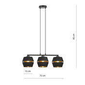 LUNOR 3 Black Gold Pendant Lamp