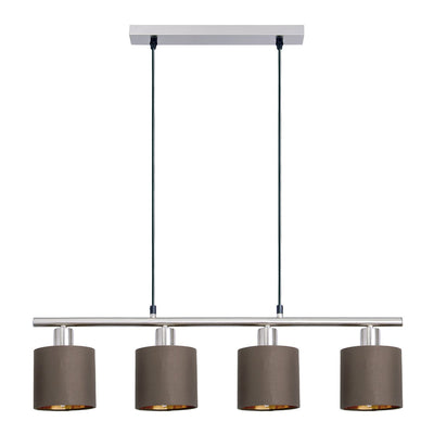 Handgemaakte luxe hanglamp met natuurlijke satijnen afwerking.