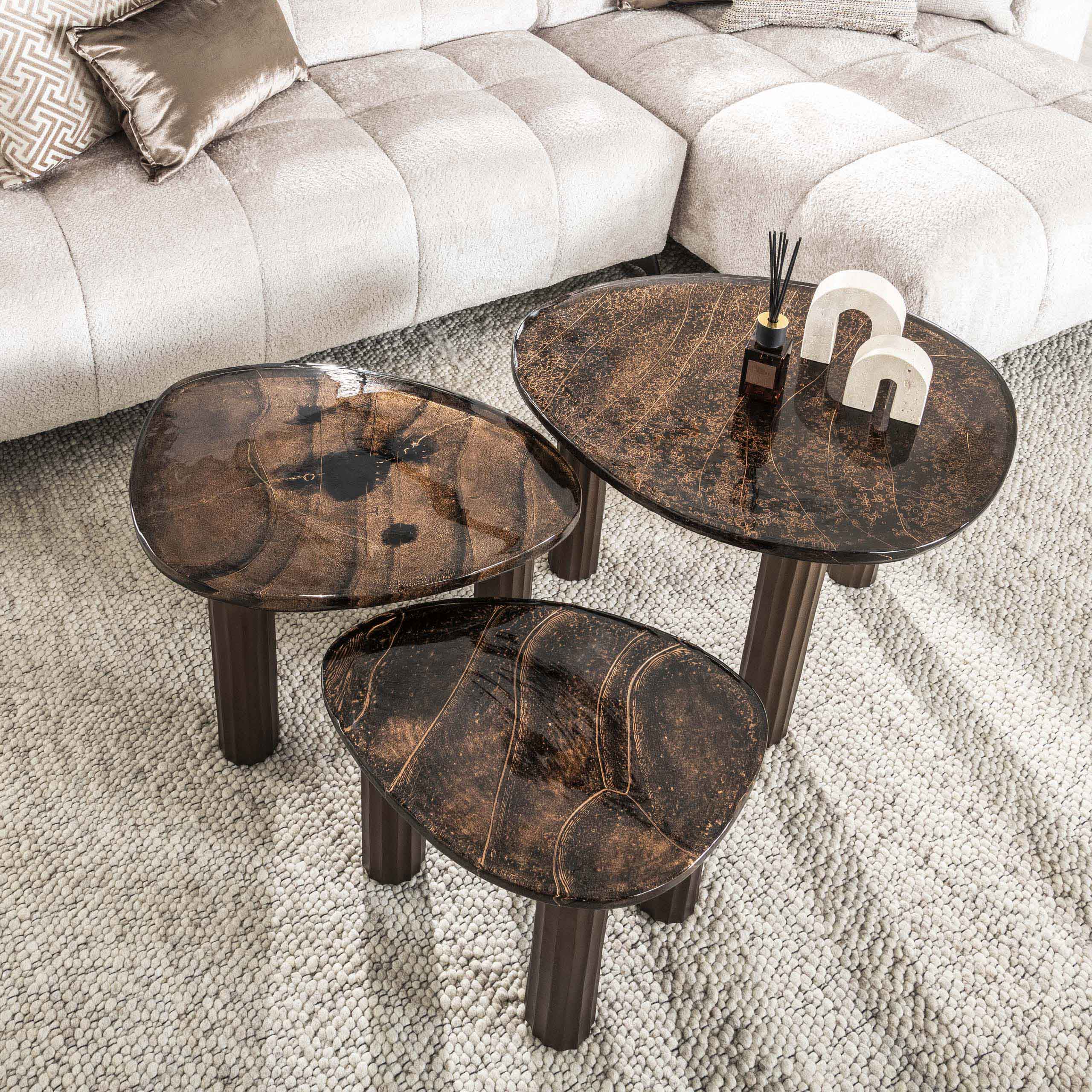 Elyra antiek koperen ronde salontafel