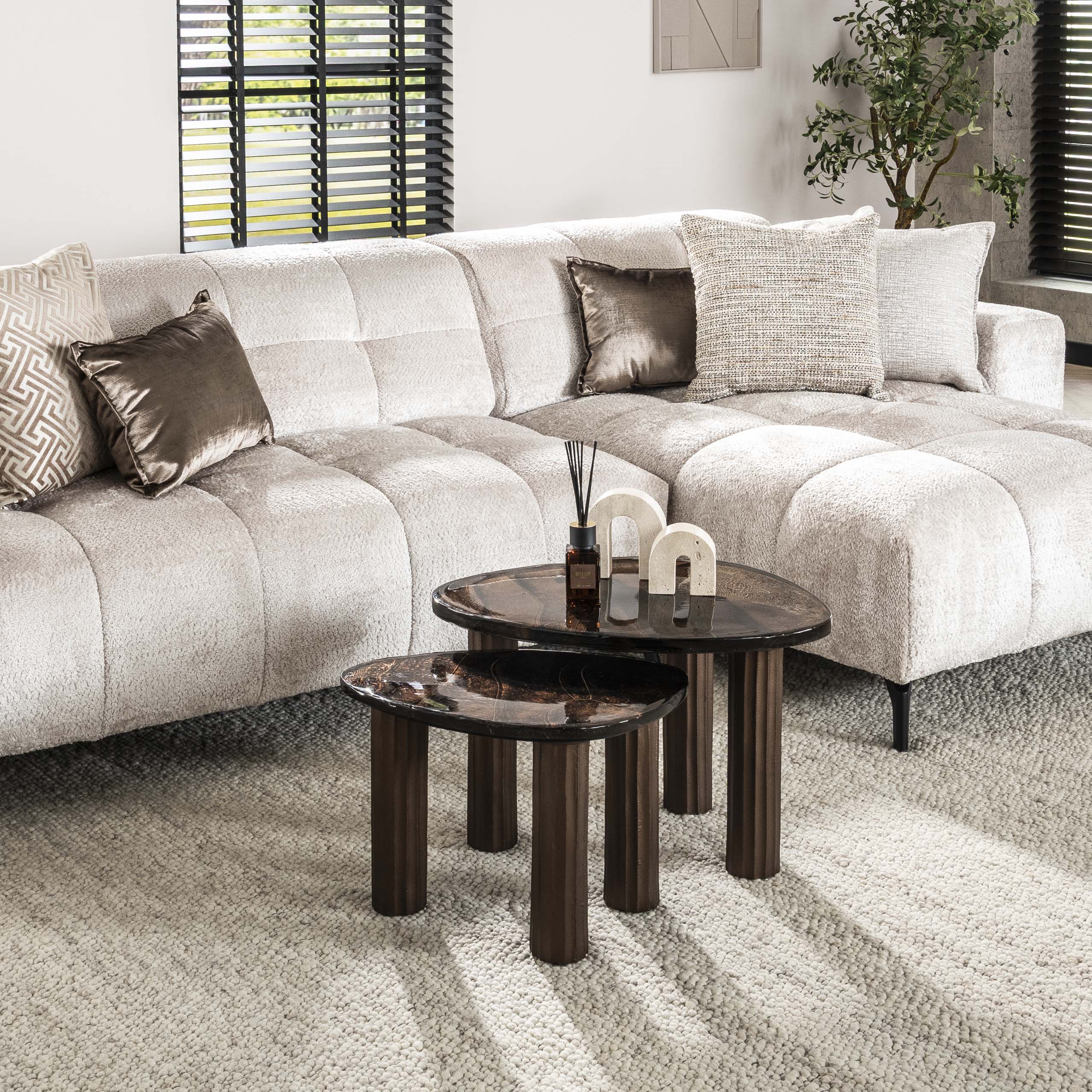 Elyra antiek koperen ronde salontafel