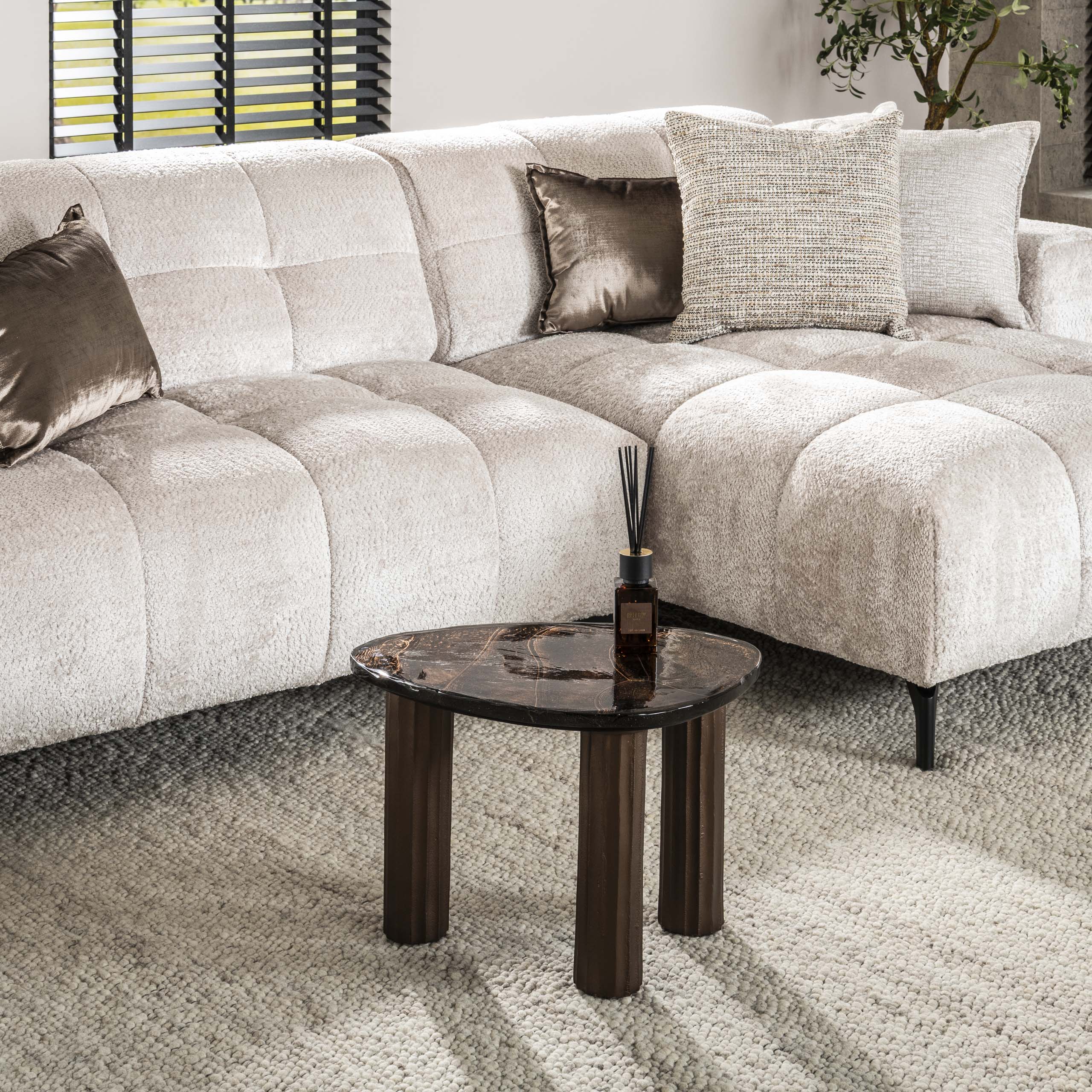 Elyra antiek koperen ronde salontafel