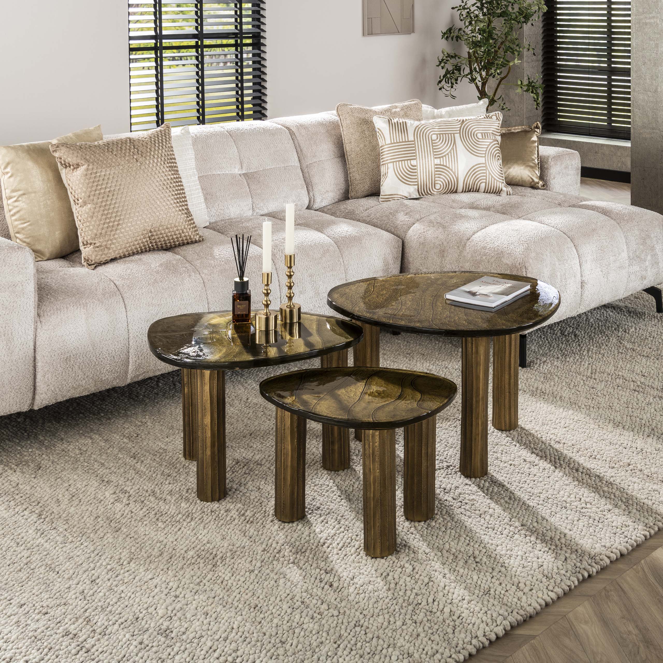 Elyra antiek goud ronde salontafel
