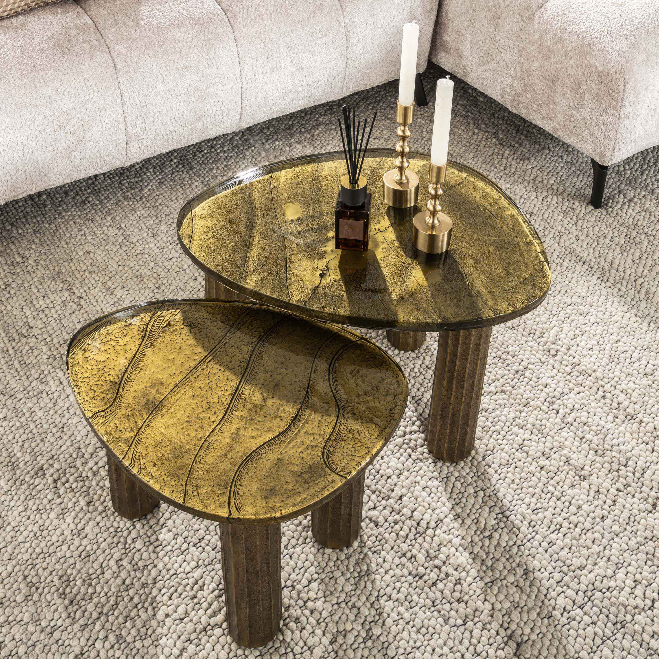 Elyra antiek goud ronde salontafel