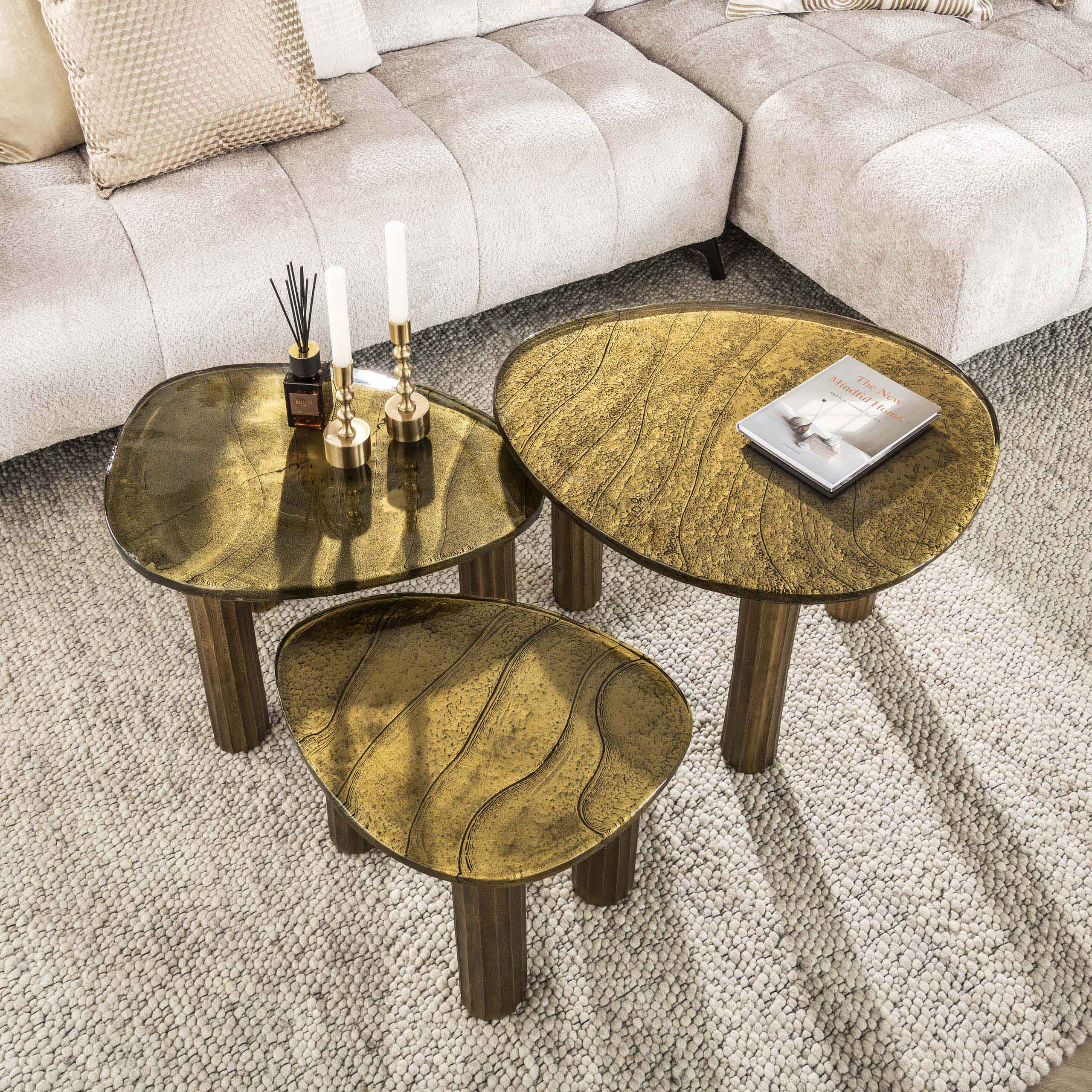 Elyra antiek gouden ronde salontafel