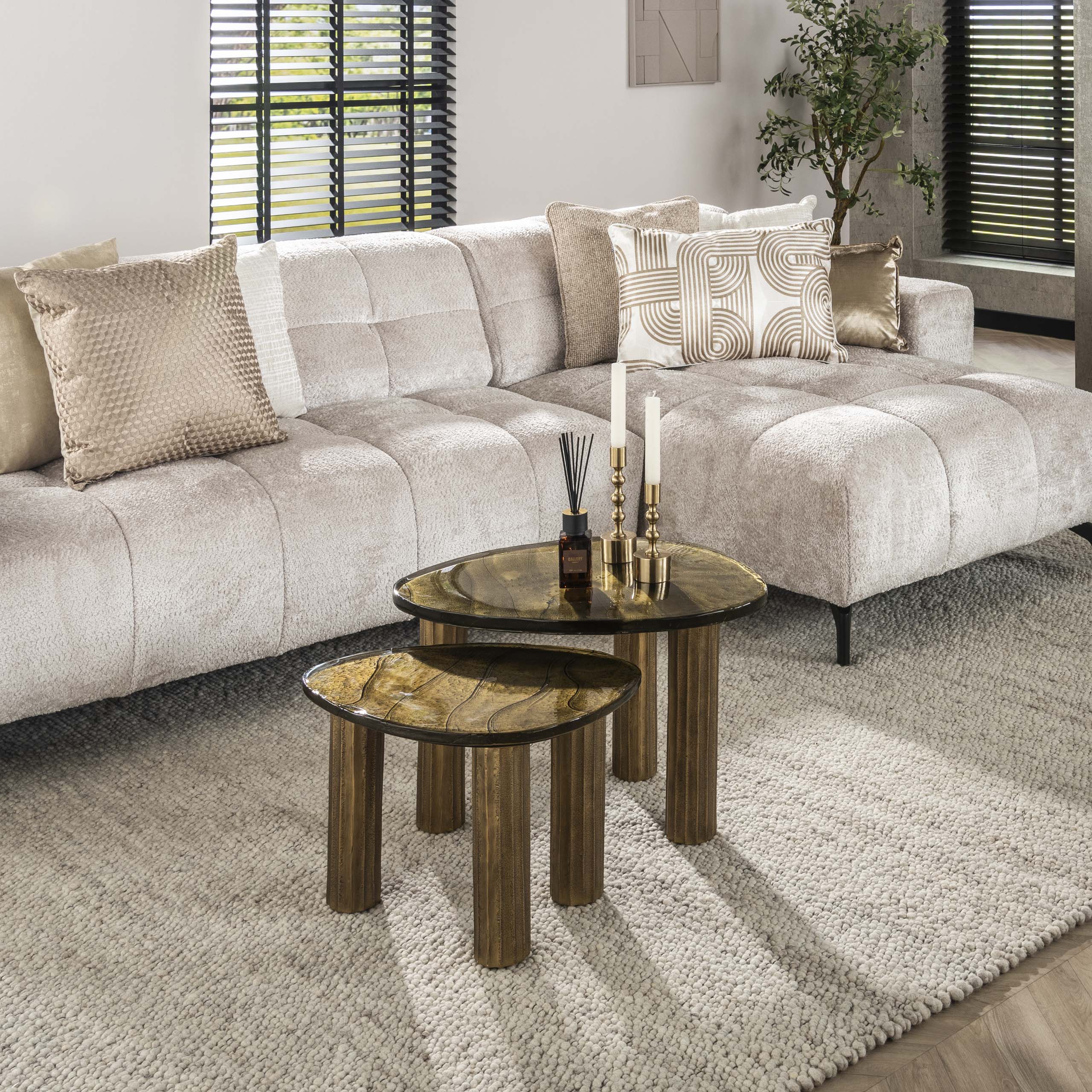 Elyra antiek gouden ronde salontafel