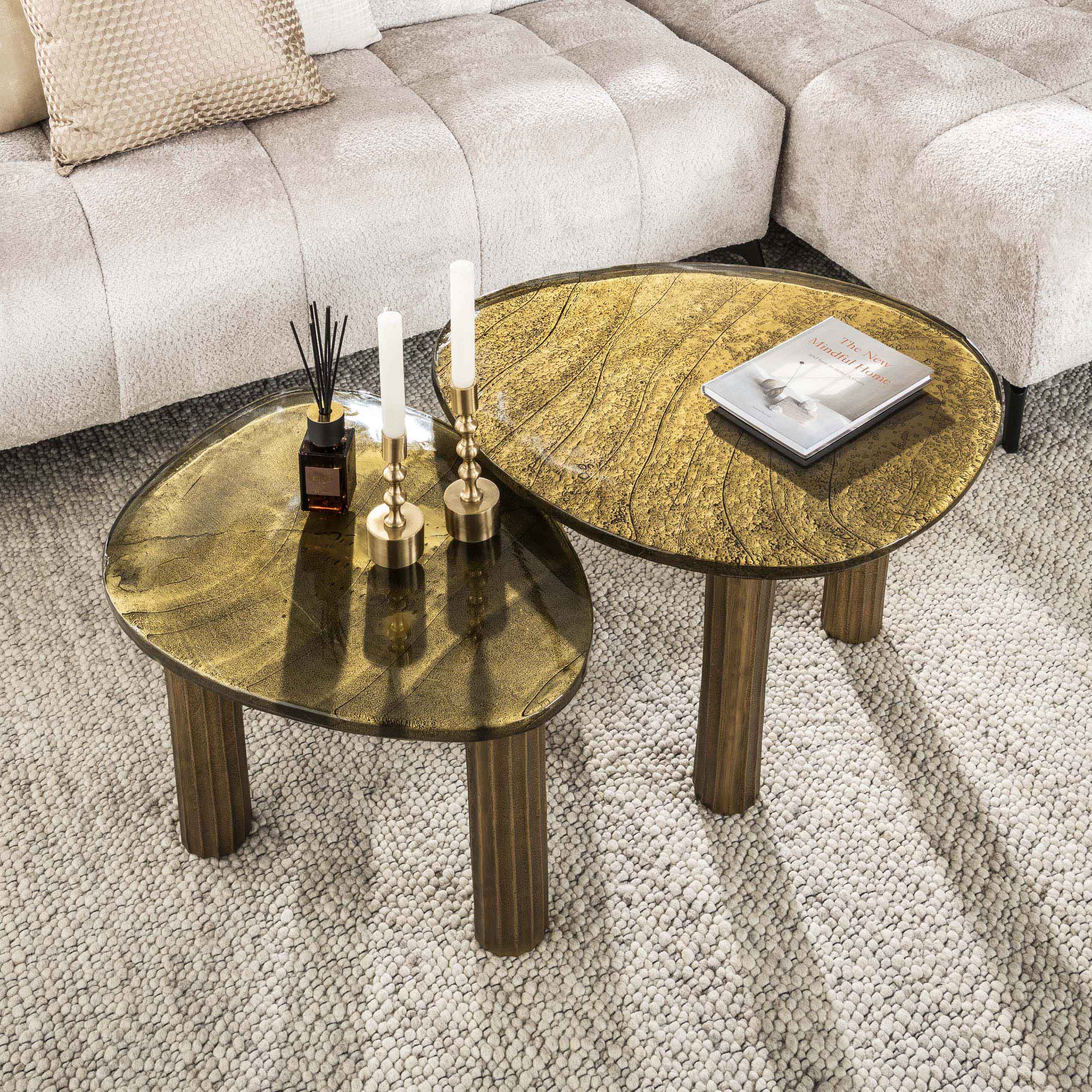 Elyra antiek gouden ronde salontafel