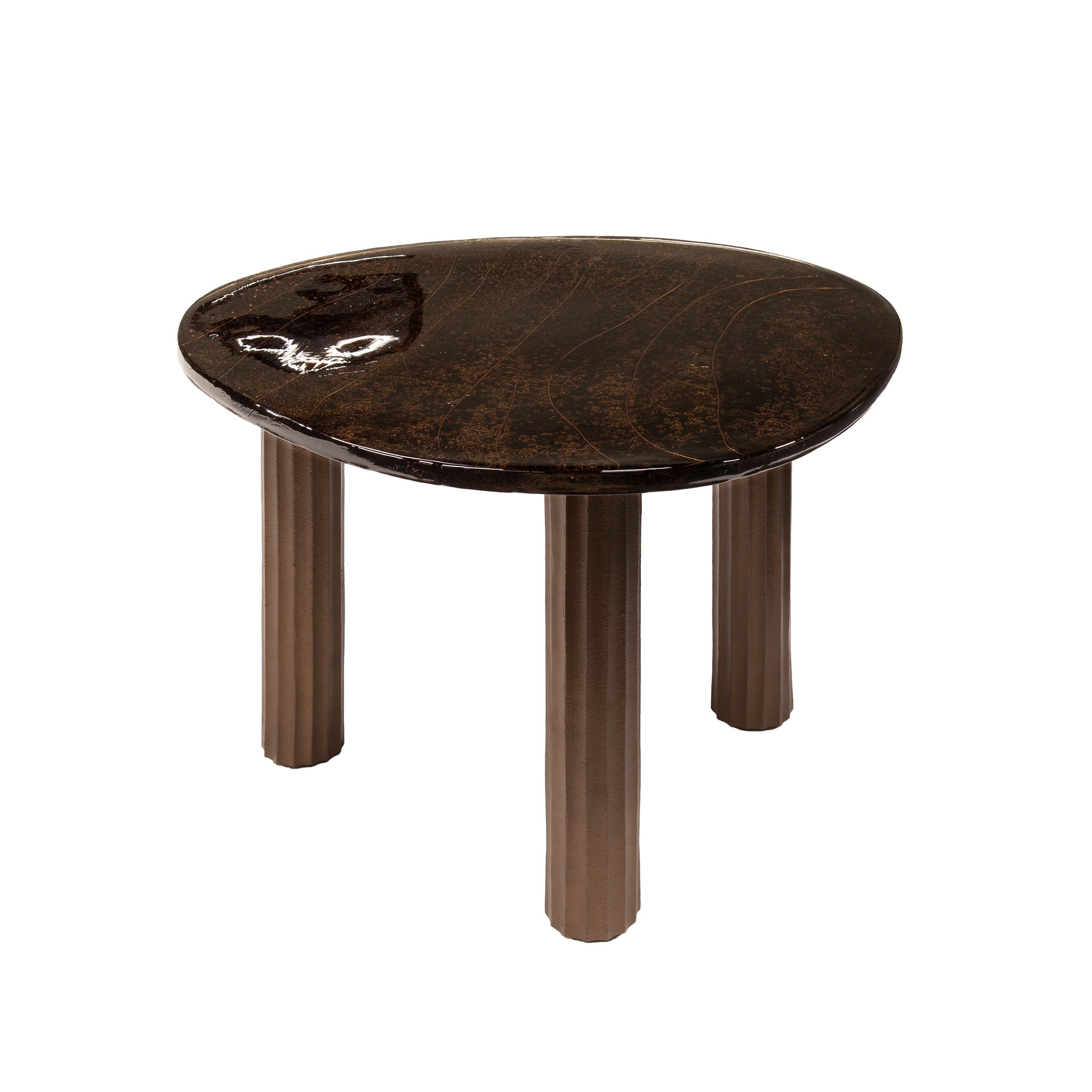 Elyra antiek koperen ronde salontafel