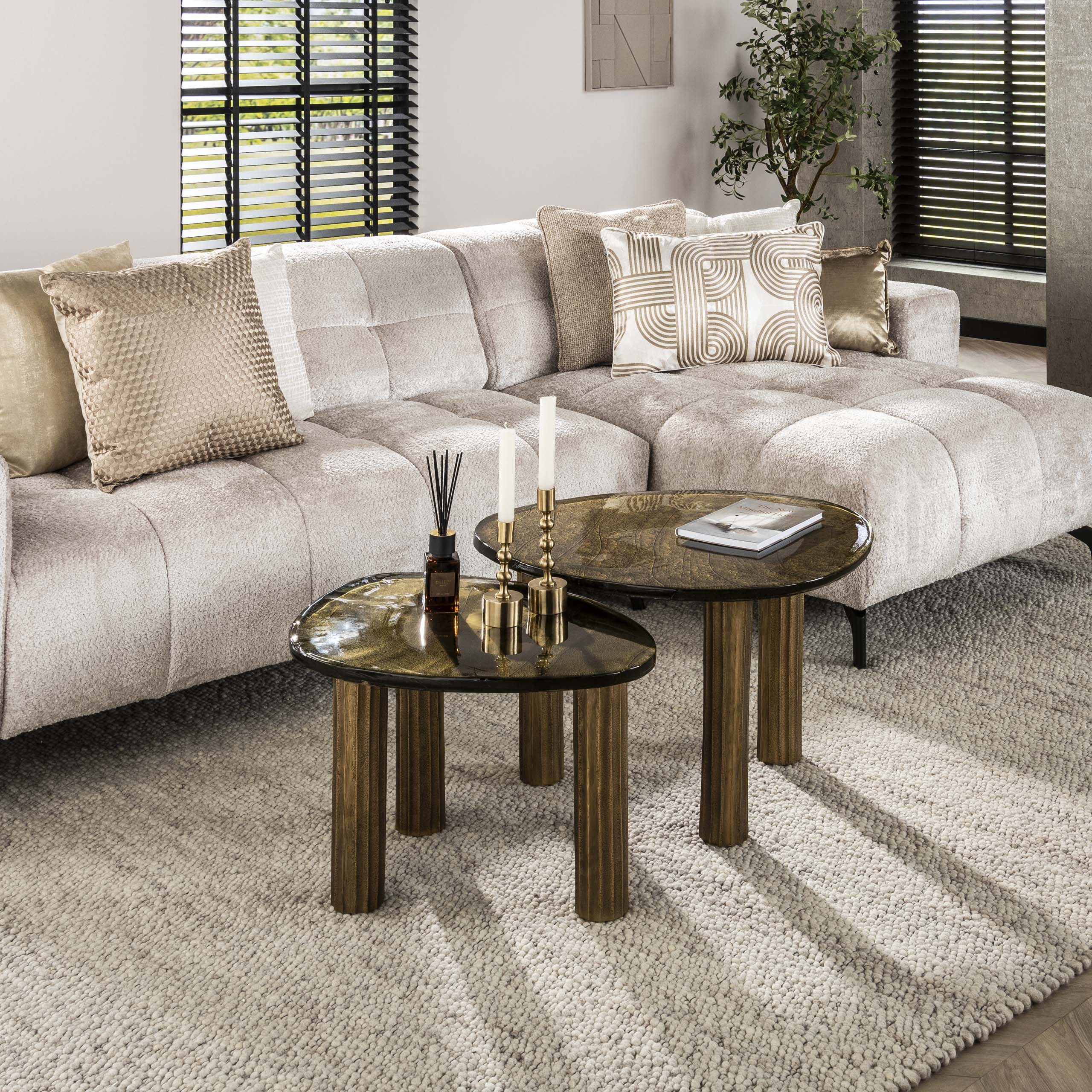 Elyra antiek goud ronde salontafel