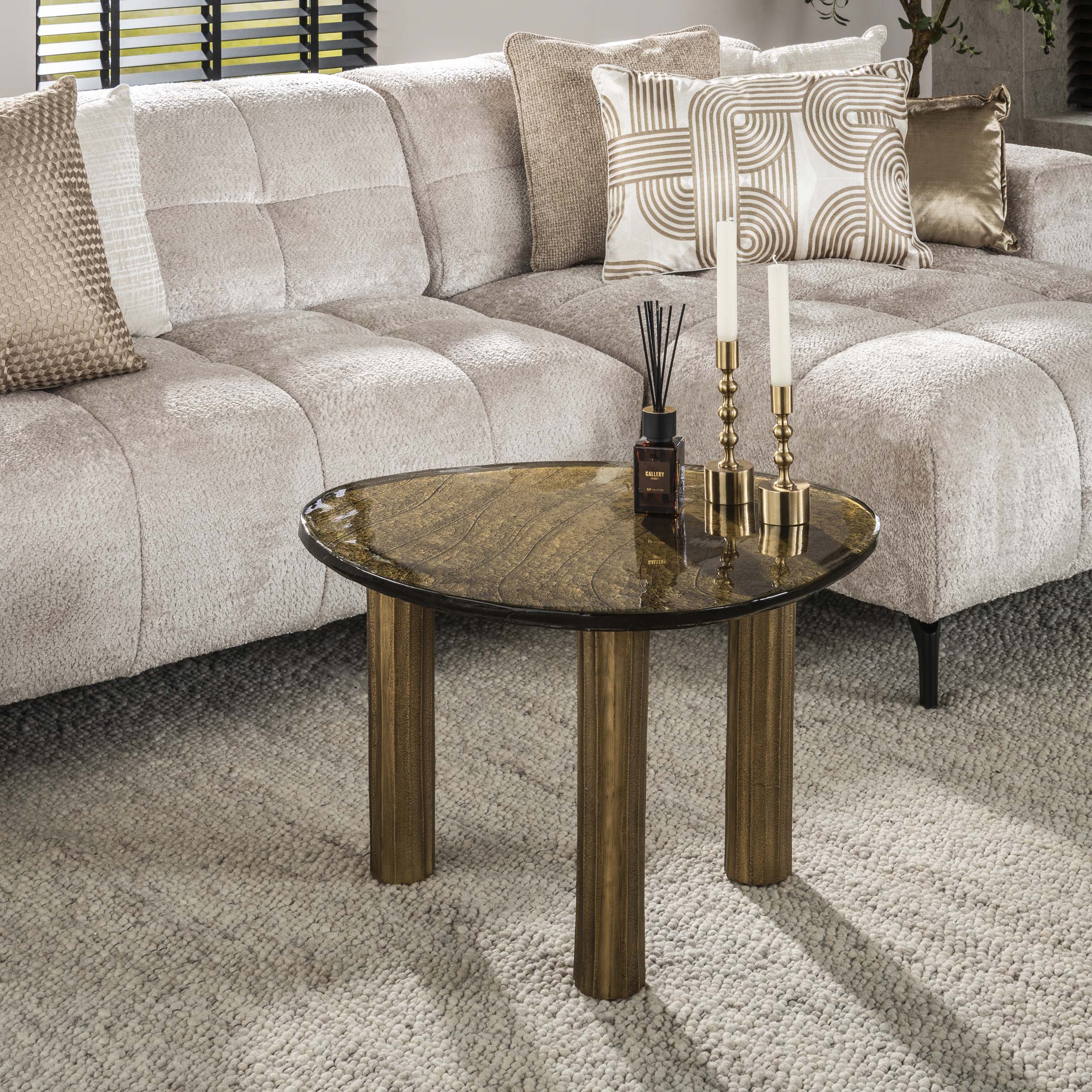 Elyra antiek goud ronde salontafel