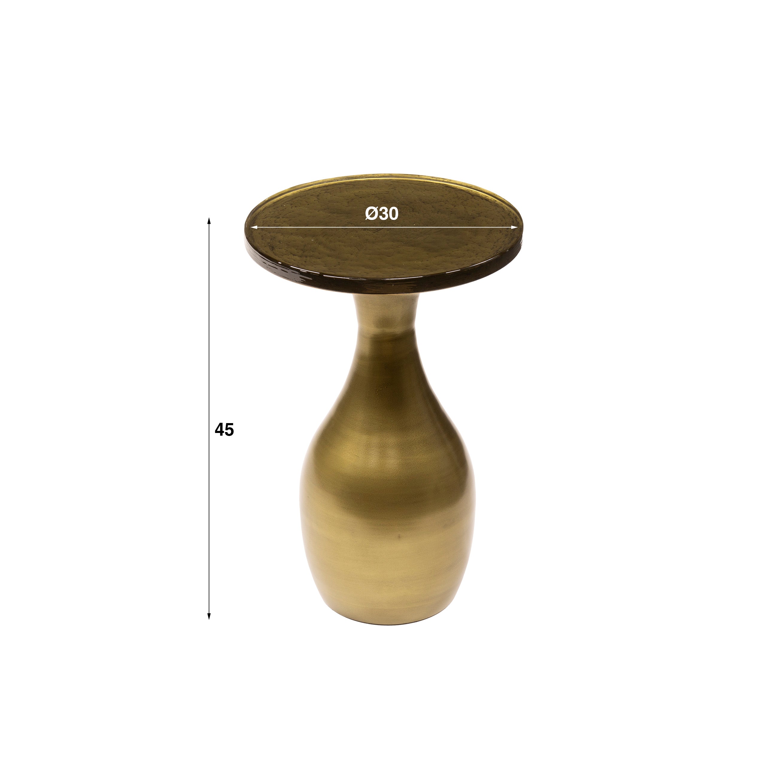 Elira antiek gouden metalen bijzettafel met neerklapbaar blad