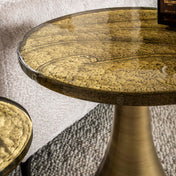 Elira antiek gouden metalen bijzettafel met neerklapbaar blad