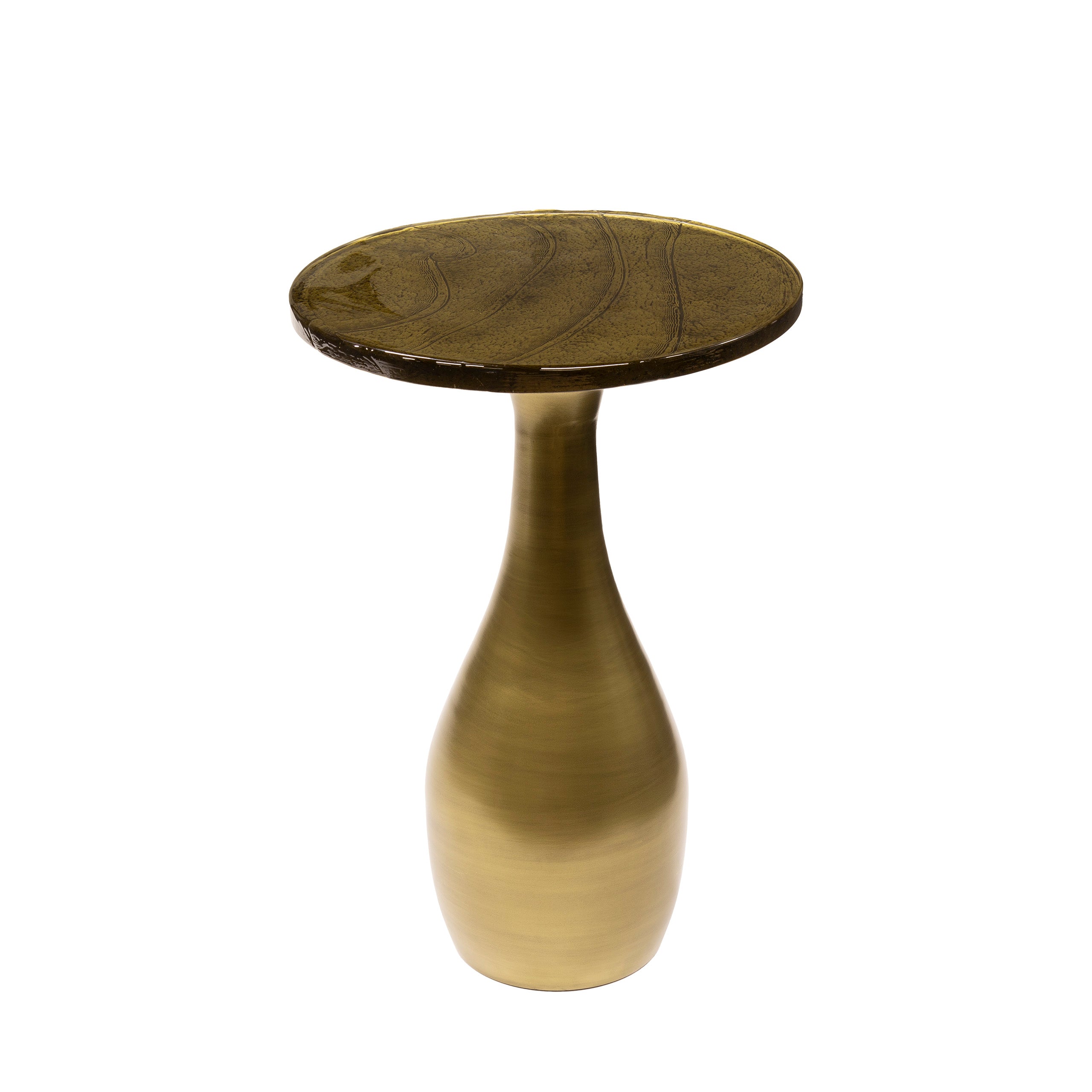 Lunaro antiek gouden metalen bijzettafel met neerklapbaar blad