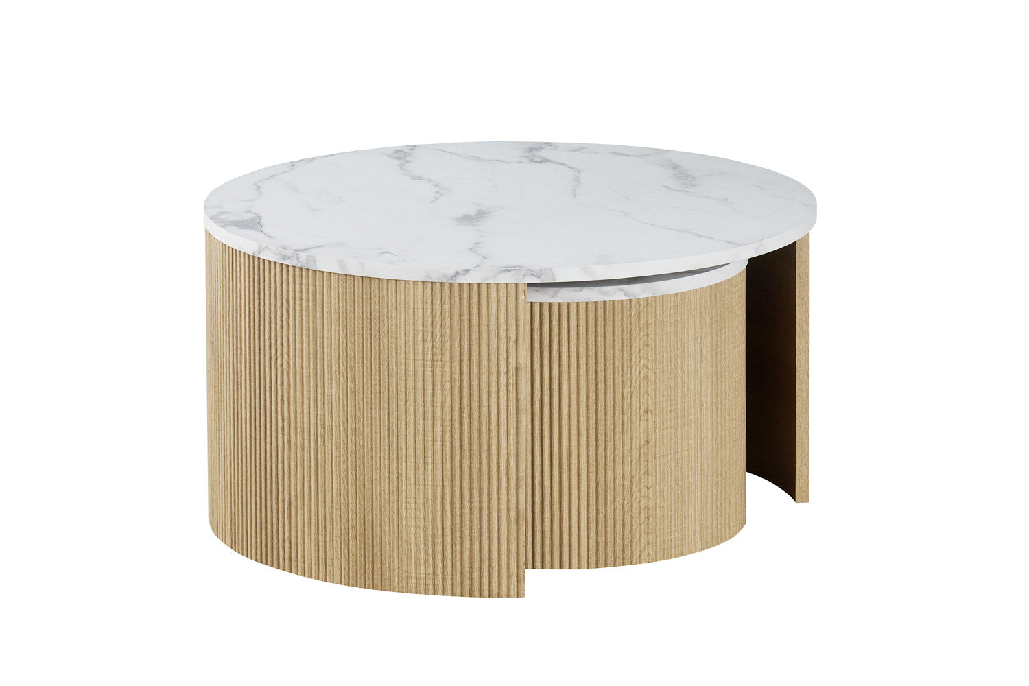 Elvik coffee table set - beige stone & light wood