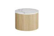 Elvik coffee table set - beige stone & light wood