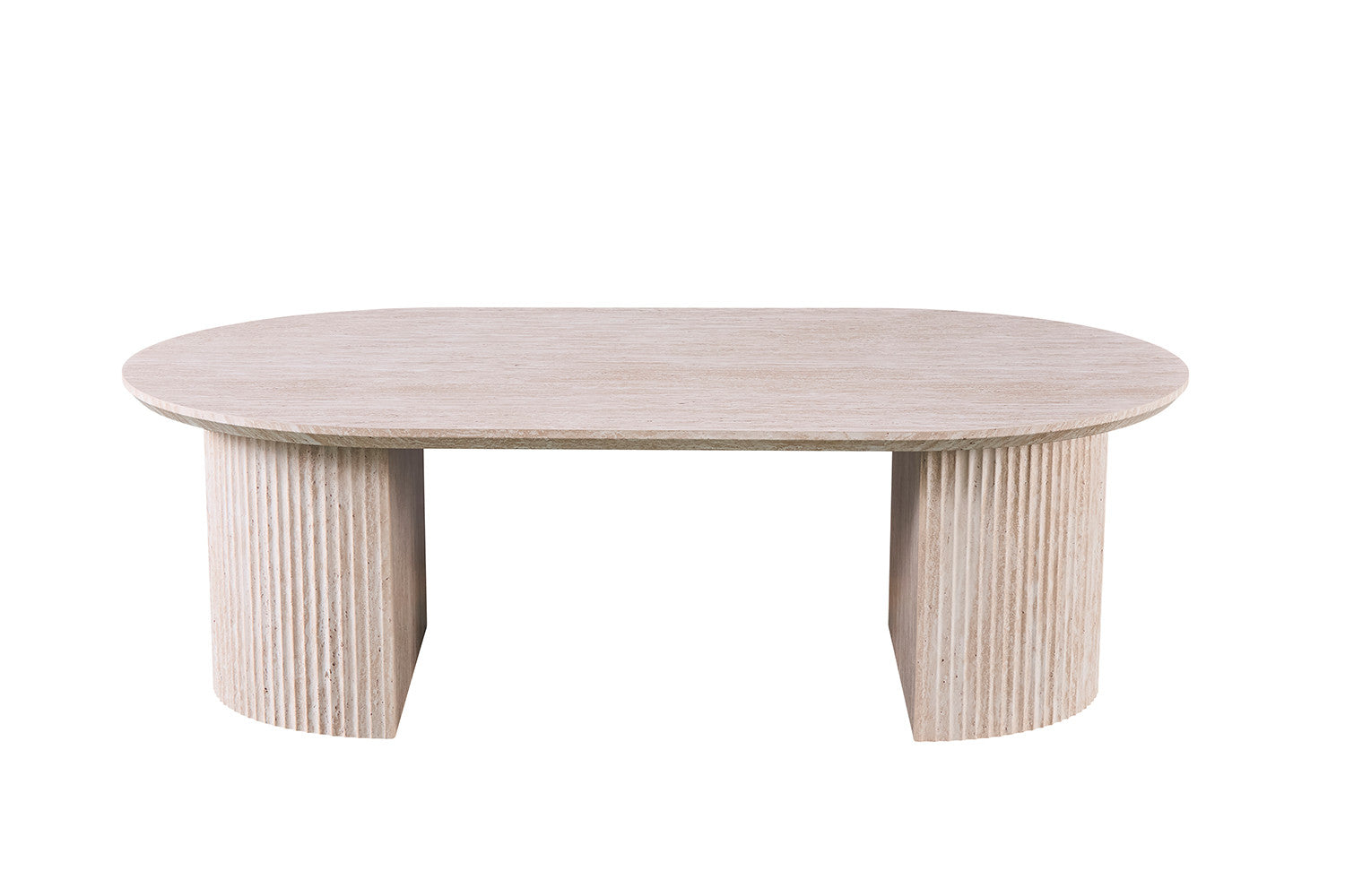 Elvyn ovaal salontafel met beige travertin