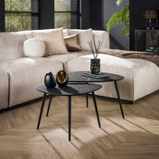 Metrona grijs metallic organische salontafel - set van 2