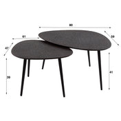 Metrona grijs metallic organische salontafel - set van 2