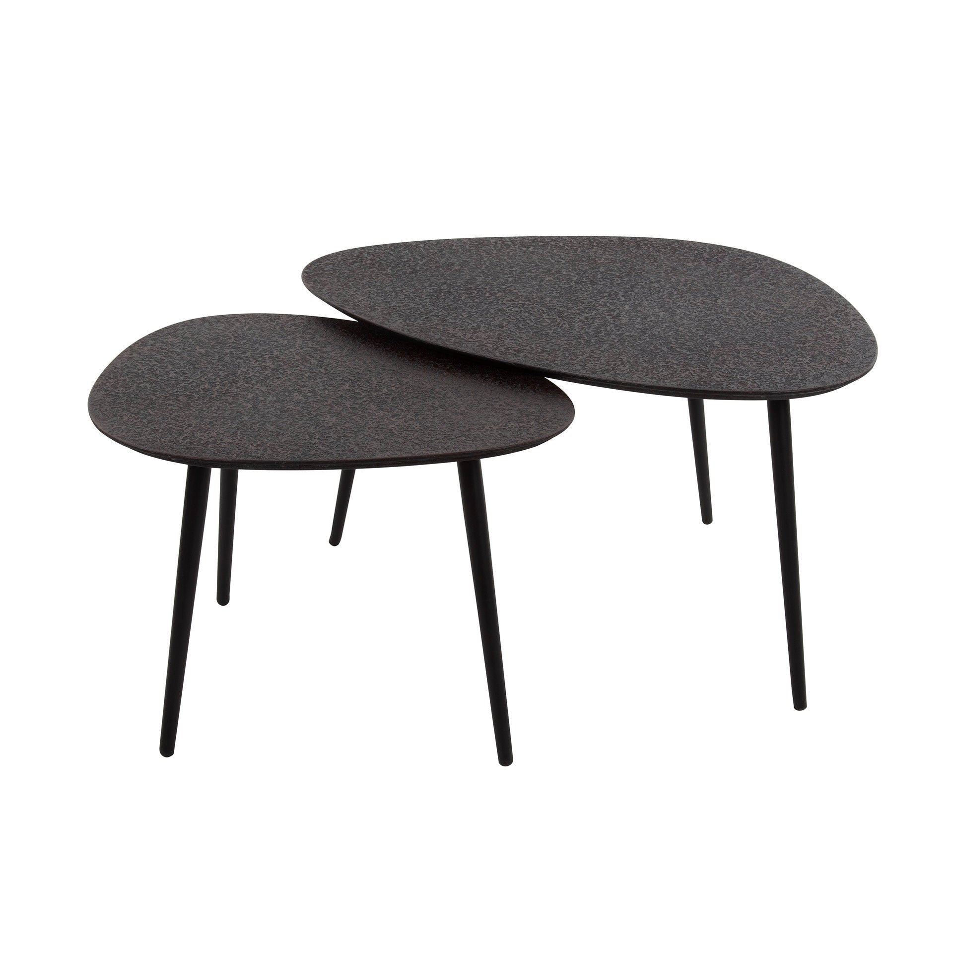 Metrona grijs metallic organische salontafel - set van 2