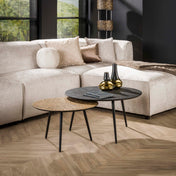 Metrona grijs metallic ronde salontafel - set van 2