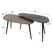 Metrona grijs metallic nier salontafel - set van 2