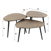 Metrona antiek brons metallic driehoekige salontafel - set van 3