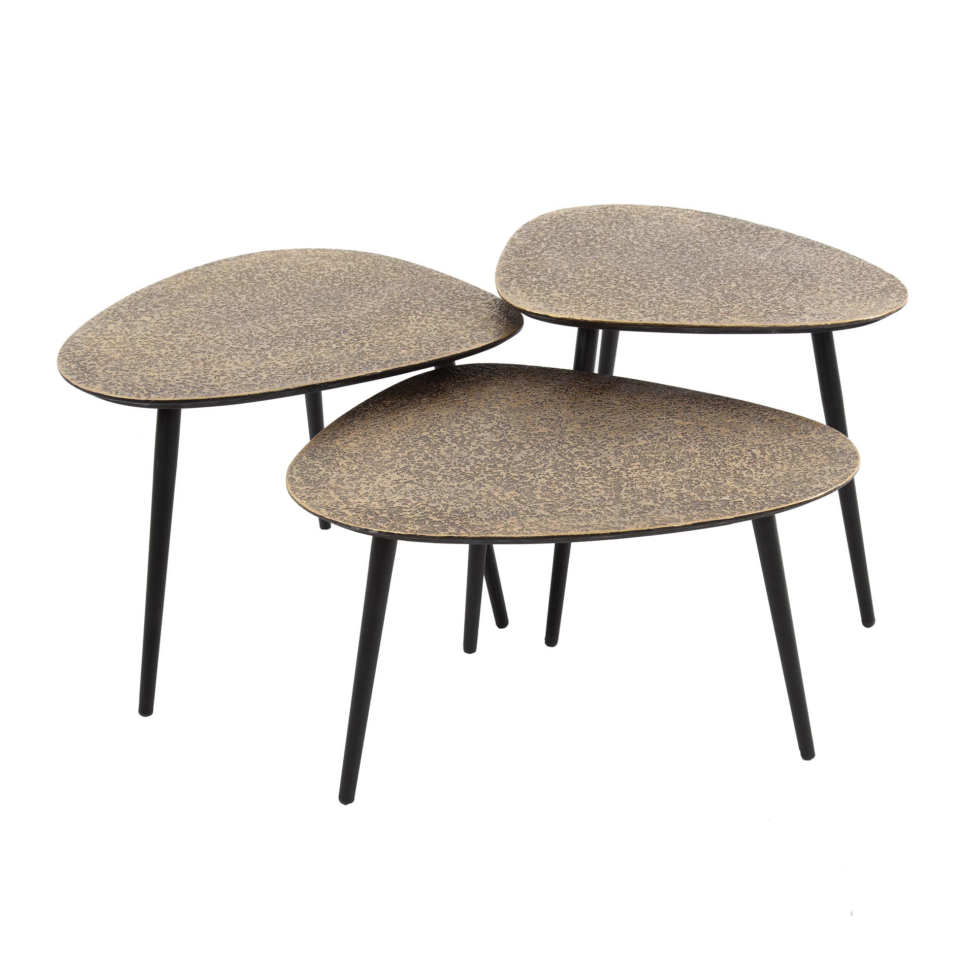 Metrona antiek brons metallic driehoekige salontafel - set van 3