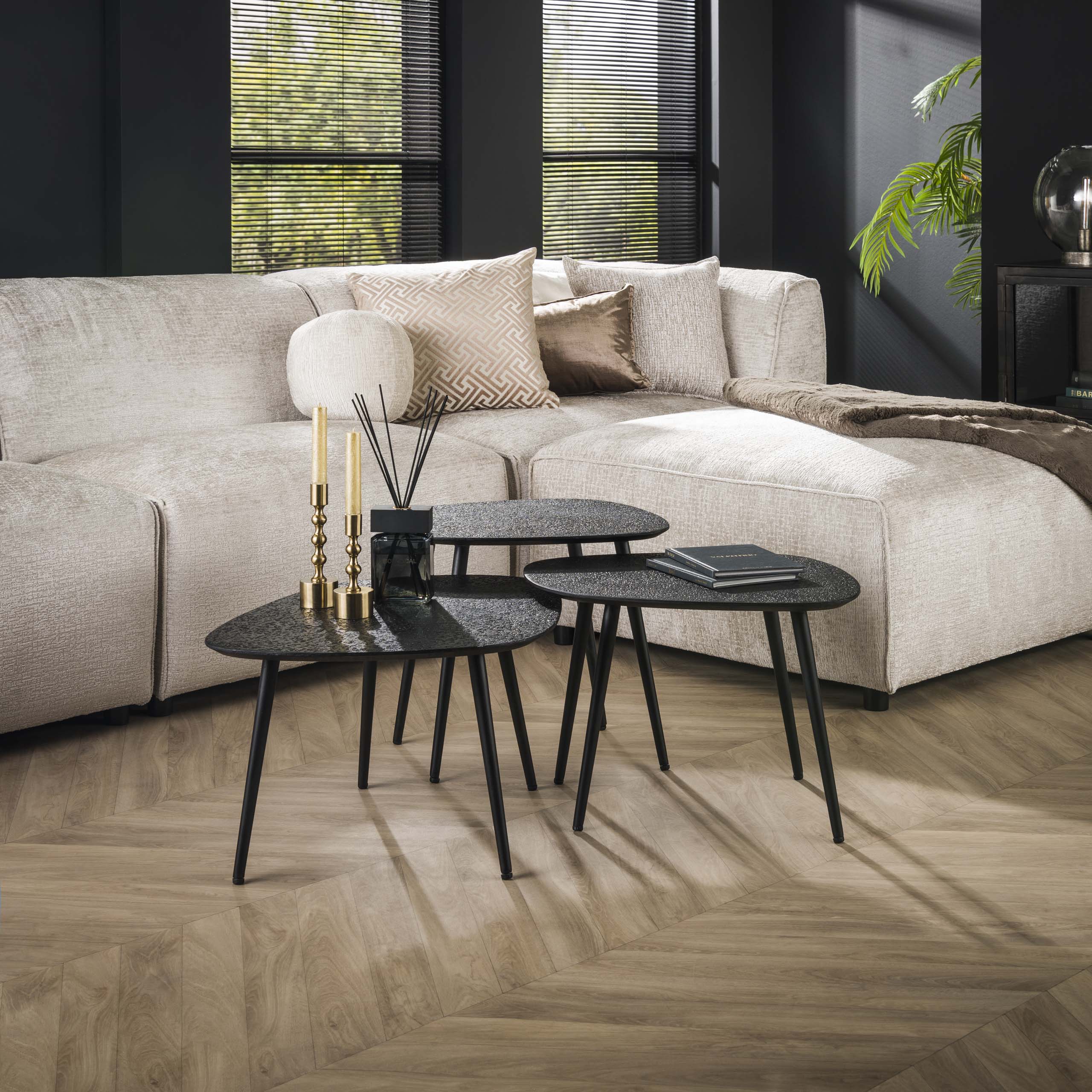 Metrona grijs metallic rechthoekige salontafel - set van 3