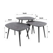 Metrona grijs metallic rechthoekige salontafel - set van 3