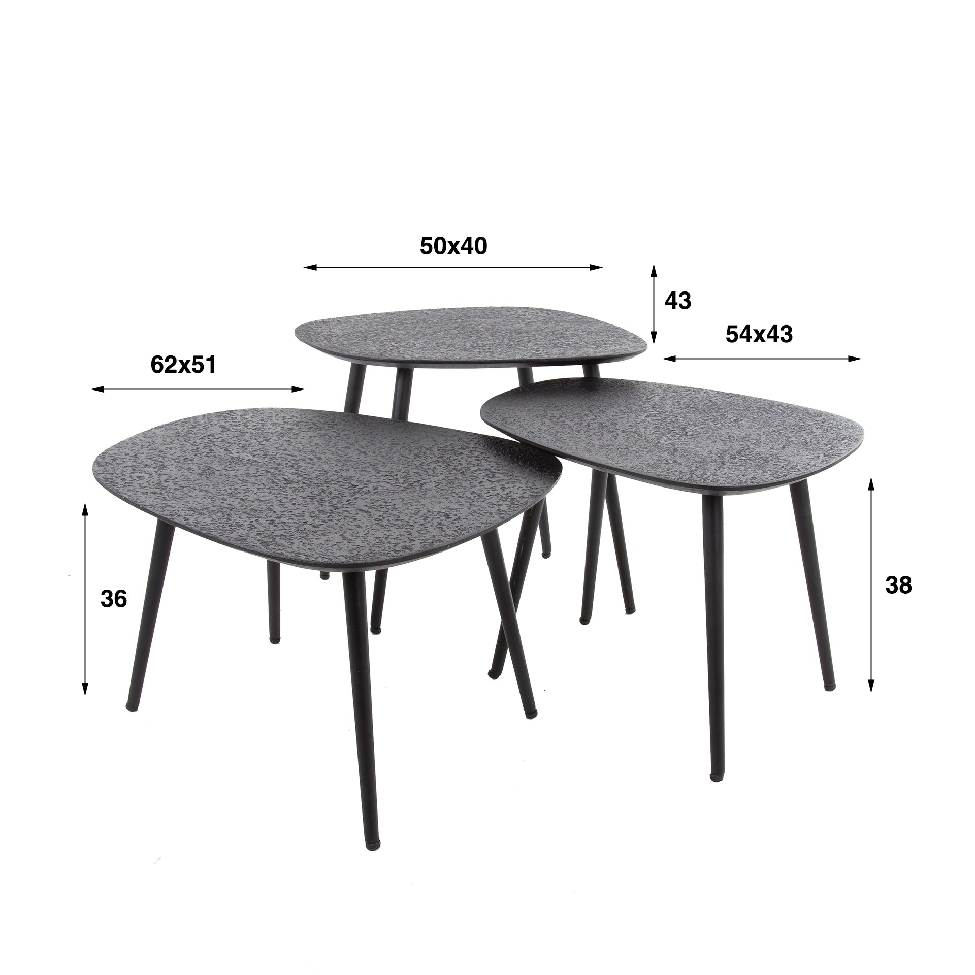 Metrona grijs metallic rechthoekige salontafel - set van 3