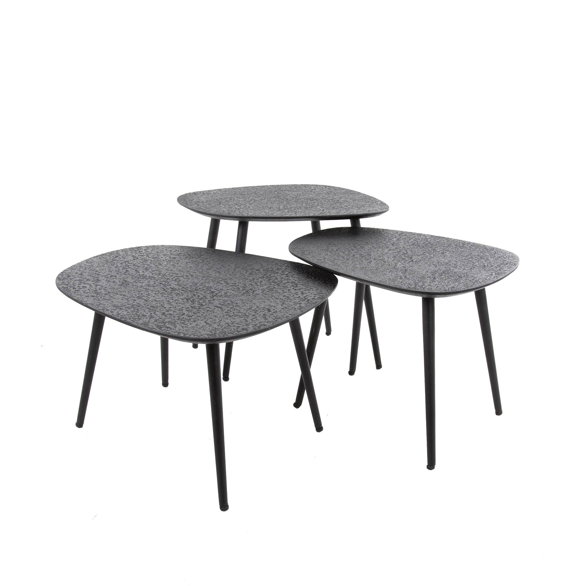 Metrona grijs metallic rechthoekige salontafel - set van 3