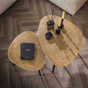 Metrona antiek brons metallic driehoekige salontafel - set van 2