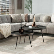 Metrona grijs metallic ronde salontafel - set van 2
