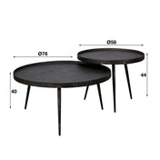 Metrona grijs metallic ronde salontafel - set van 2