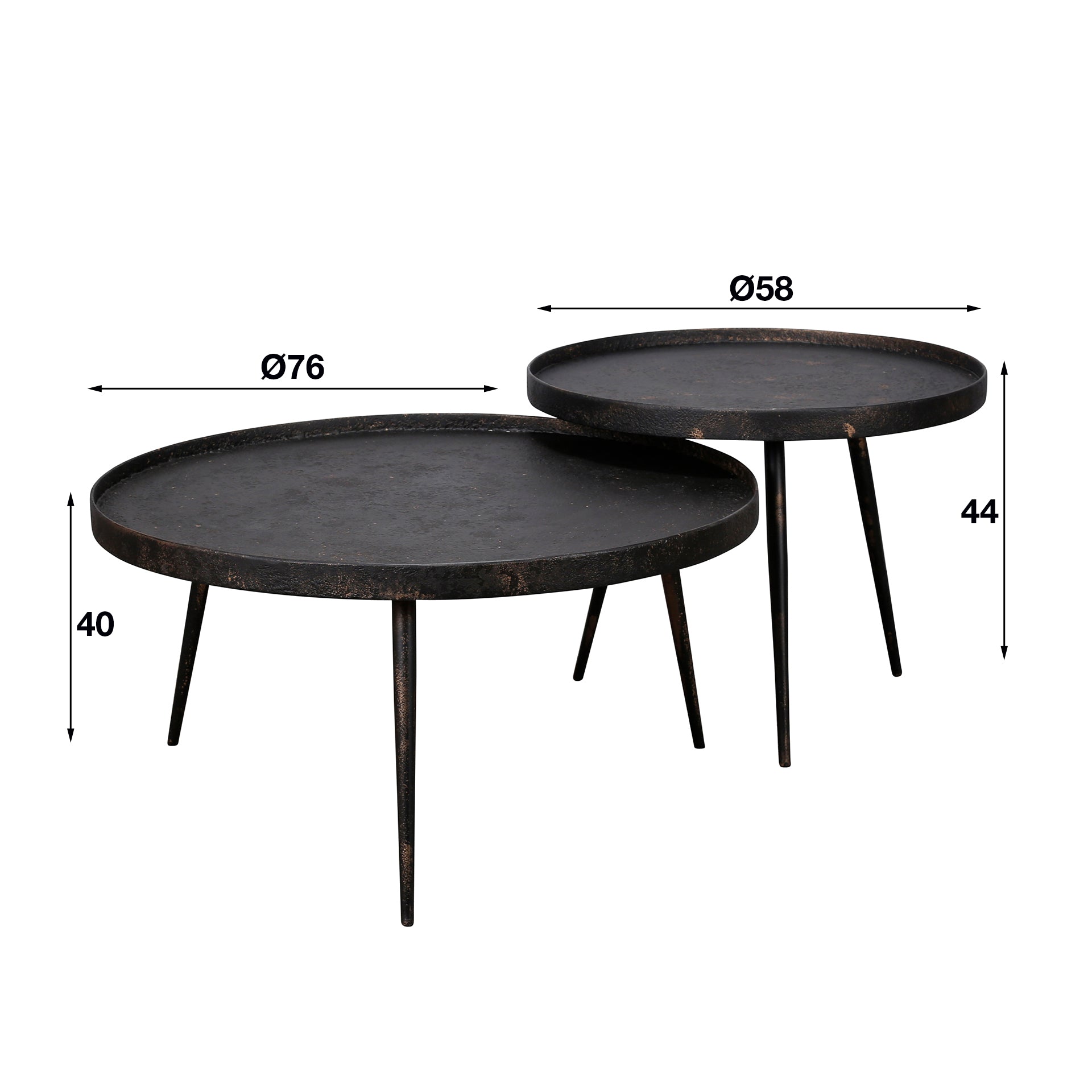 Metrona grijs metallic ronde salontafel - set van 2