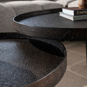Metrona grijs metallic ronde salontafel - set van 2
