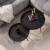 Metrona grijs metallic ronde salontafel - set van 2