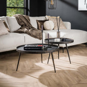 Metrona grijs metallic ronde salontafel - set van 2