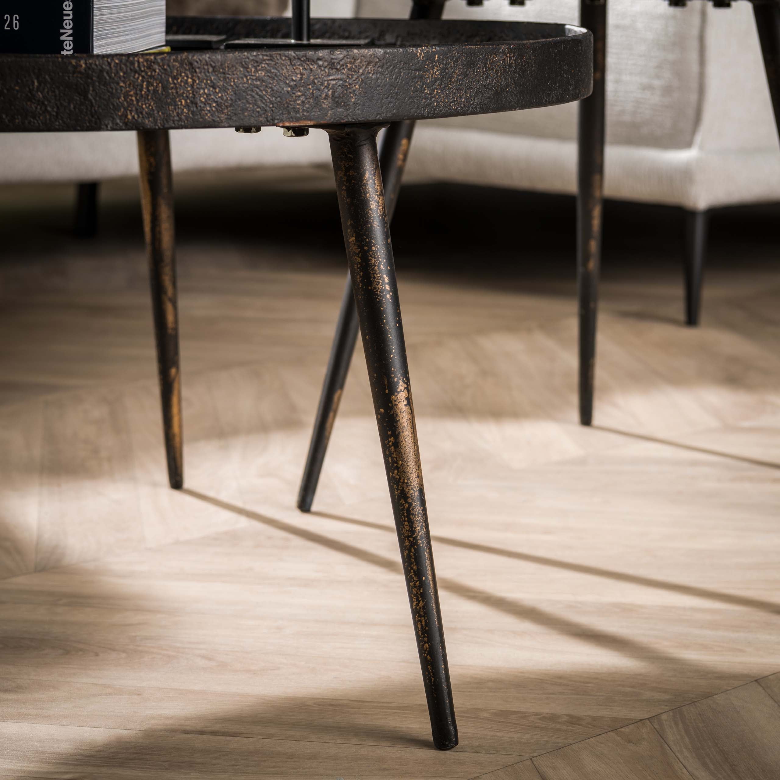 Metrona grijs metallic ronde salontafel - set van 2