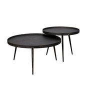 Metrona grijs metallic ronde salontafel - set van 2