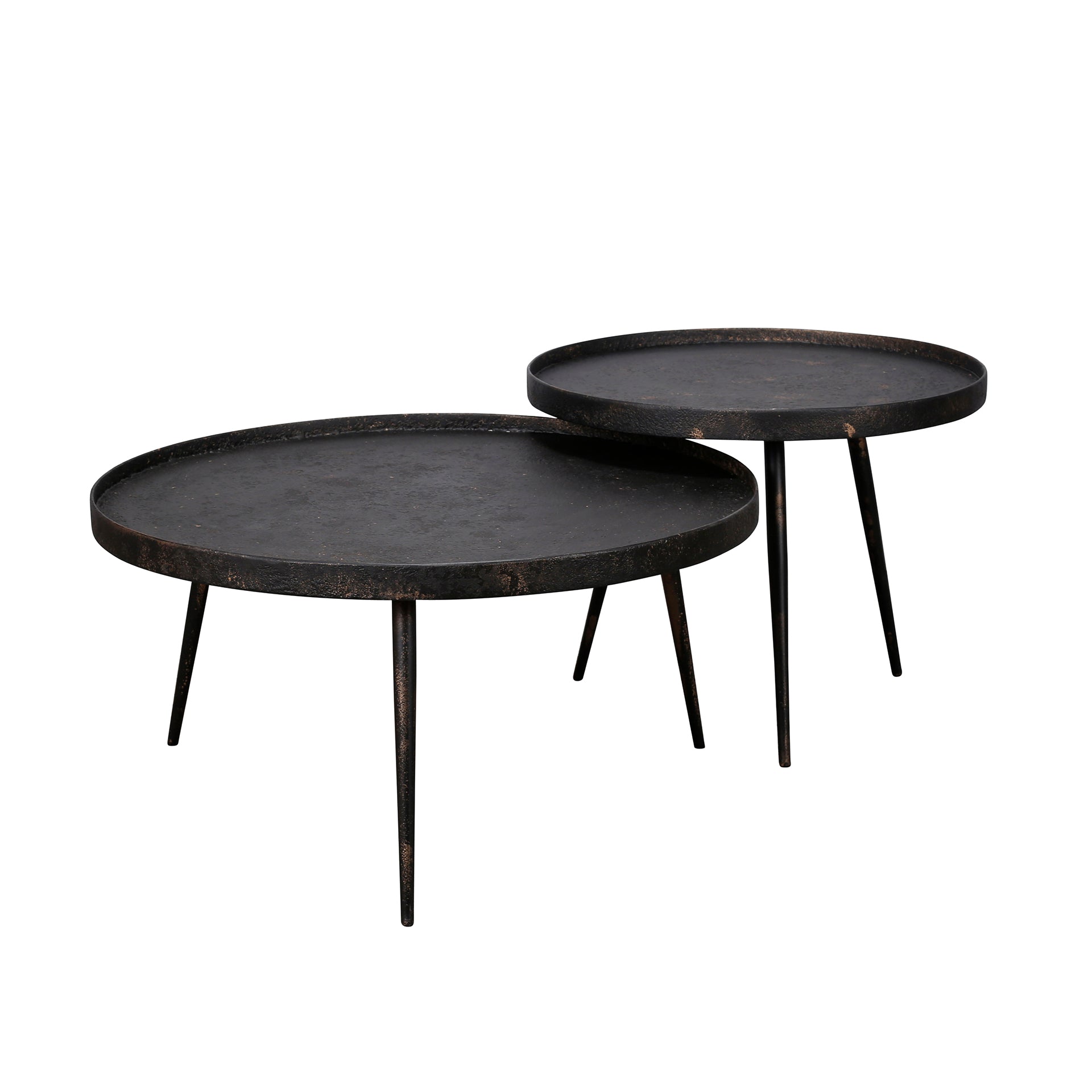 Metrona grijs metallic ronde salontafel - set van 2