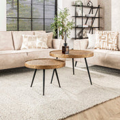 Metrona antiek brons metallic ronde salontafel - set van 2