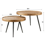 Metrona antiek brons metallic ronde salontafel - set van 2