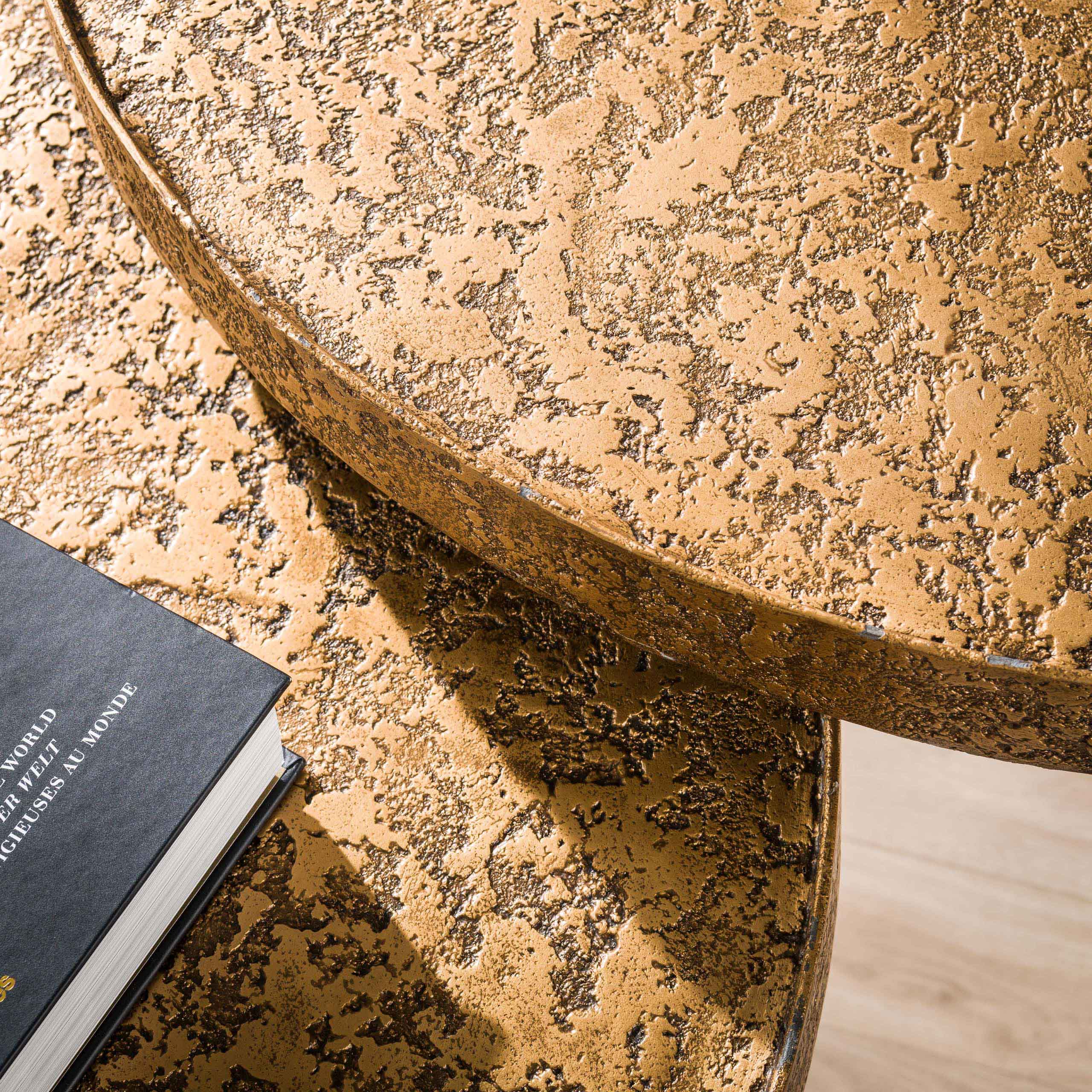 Metrona antiek brons metallic ronde salontafel - set van 2